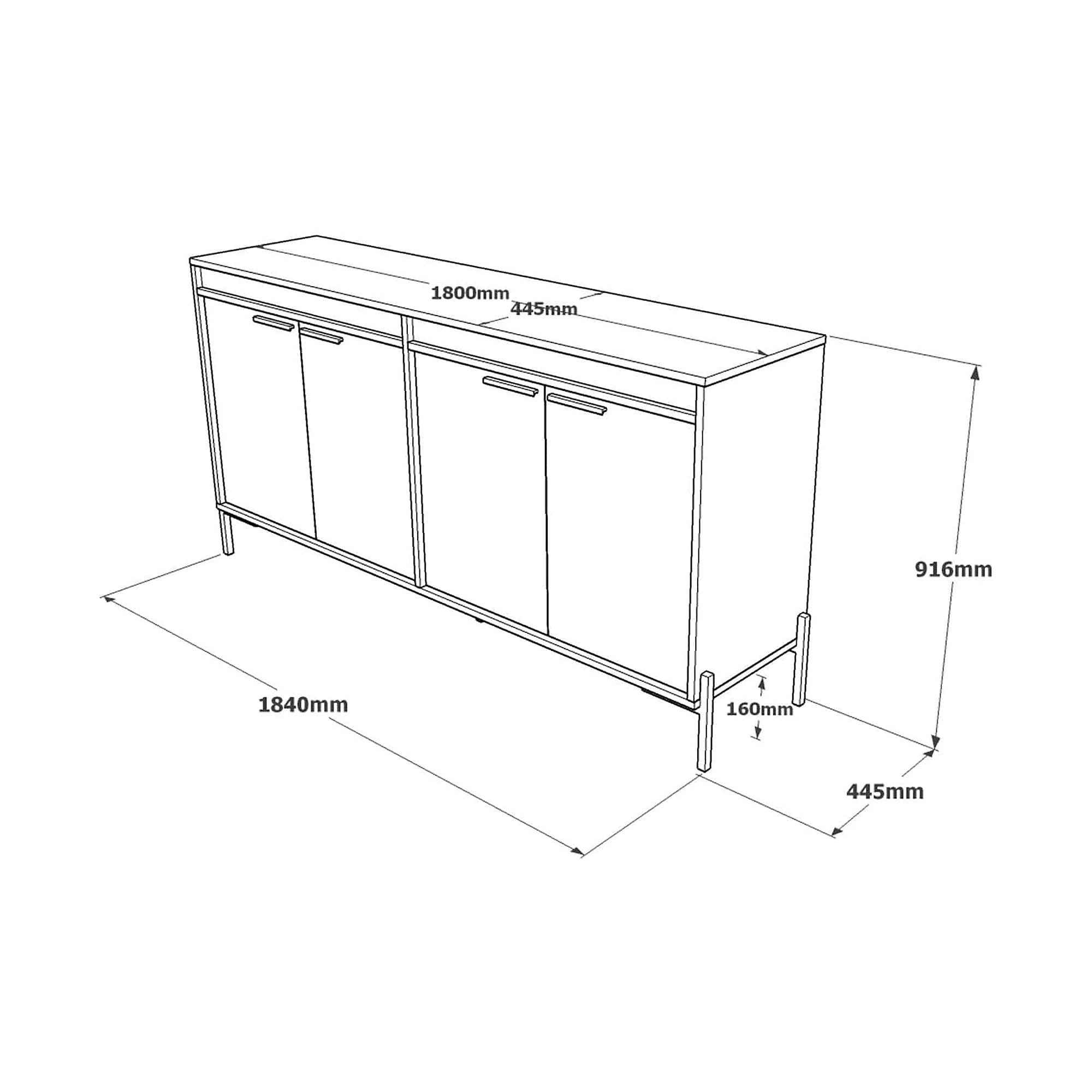 Comoda VS5 - CGA, gri/nuc, PAL melaminat/metal, 184x45x92 cm