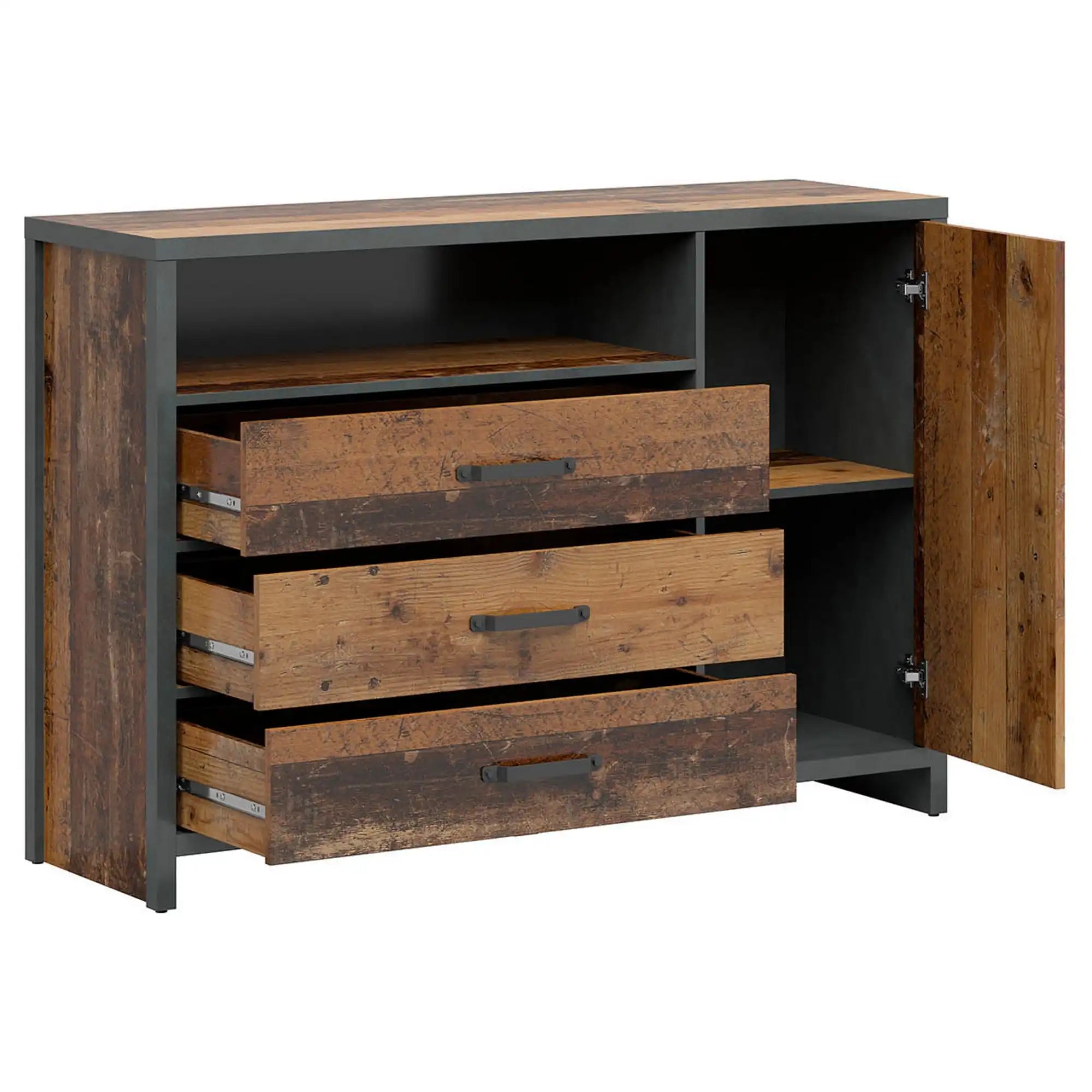 Comoda WESTON, maro/gri grafit, PAL laminat, 131x40x91 cm