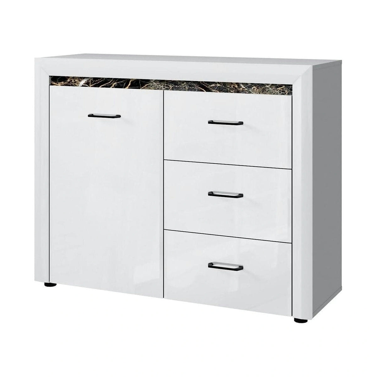 Comoda WHITEBLACK, alb/negru, PAL, 116x40x92 cm