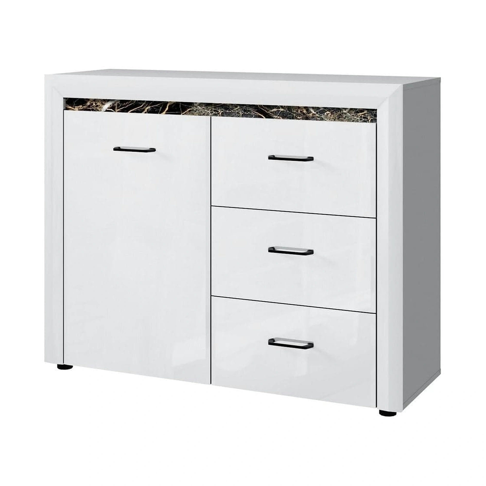 Comoda WHITEBLACK, alb/negru, PAL, 116x40x92 cm