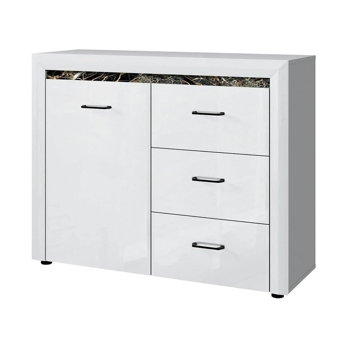 Comoda WHITEBLACK, alb/negru, PAL, 116x40x92 cm