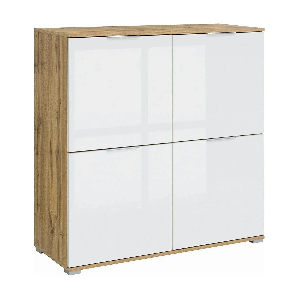 Comoda ZELE KOM4D, alb/stejar wotan, PAL, 104x41x106 cm