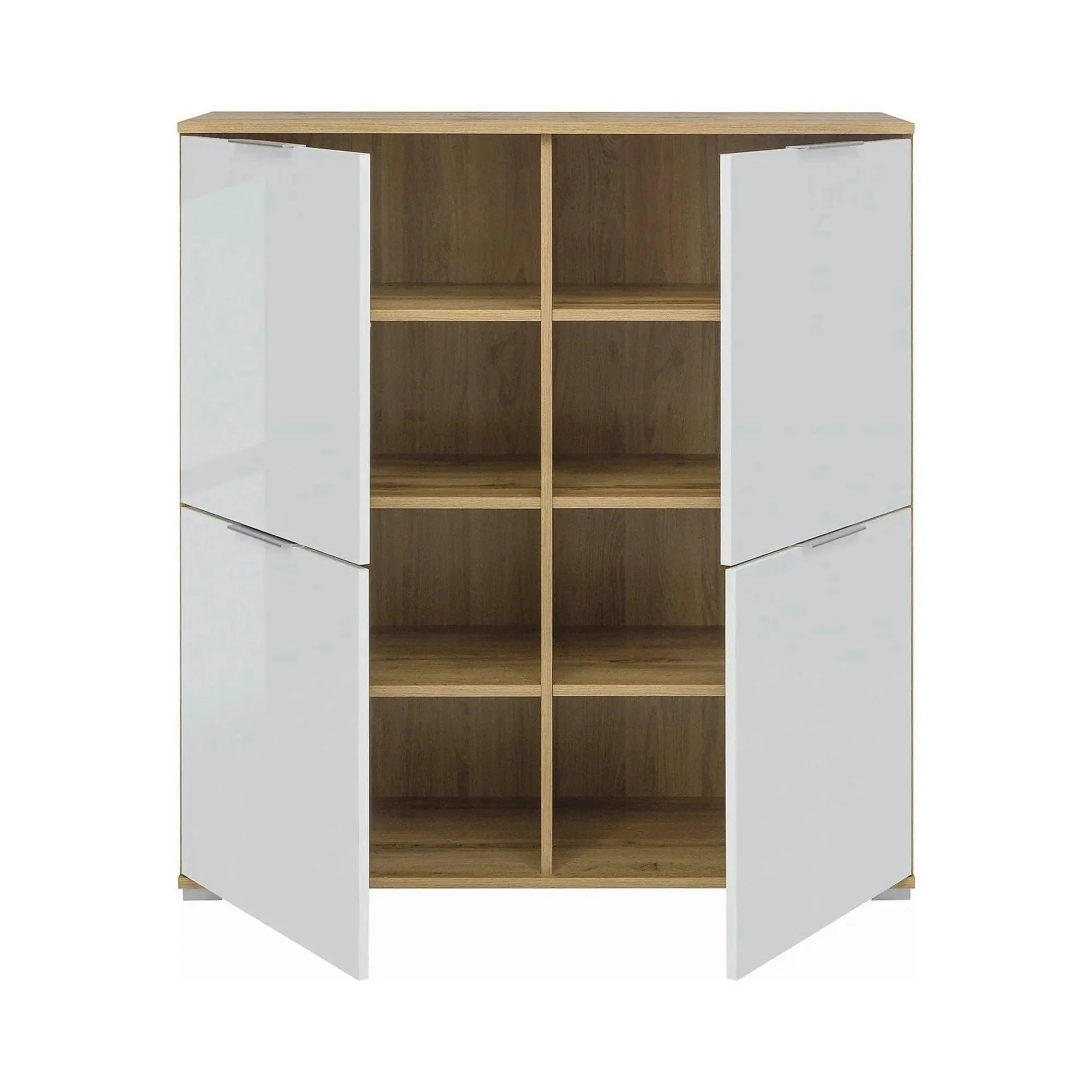 Comoda ZELE KOM4D, alb/stejar wotan, PAL, 104x41x106 cm