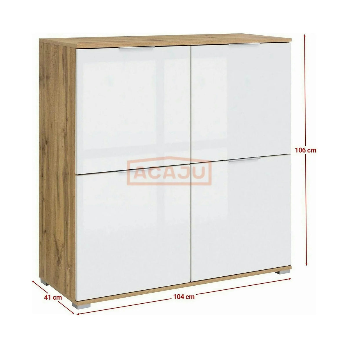 Comoda ZELE KOM4D, alb/stejar wotan, PAL, 104x41x106 cm