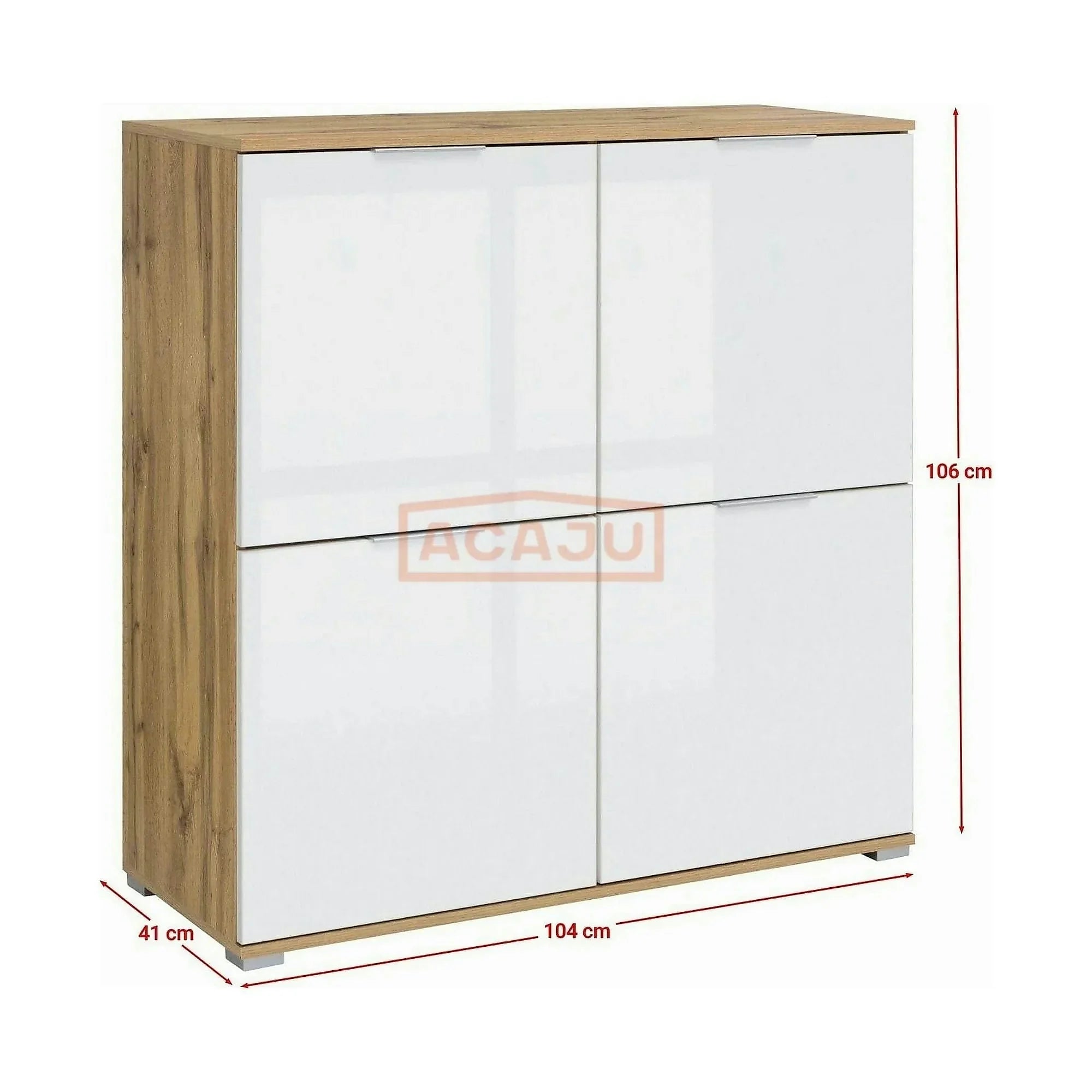 Comoda ZELE KOM4D, alb/stejar wotan, PAL, 104x41x106 cm