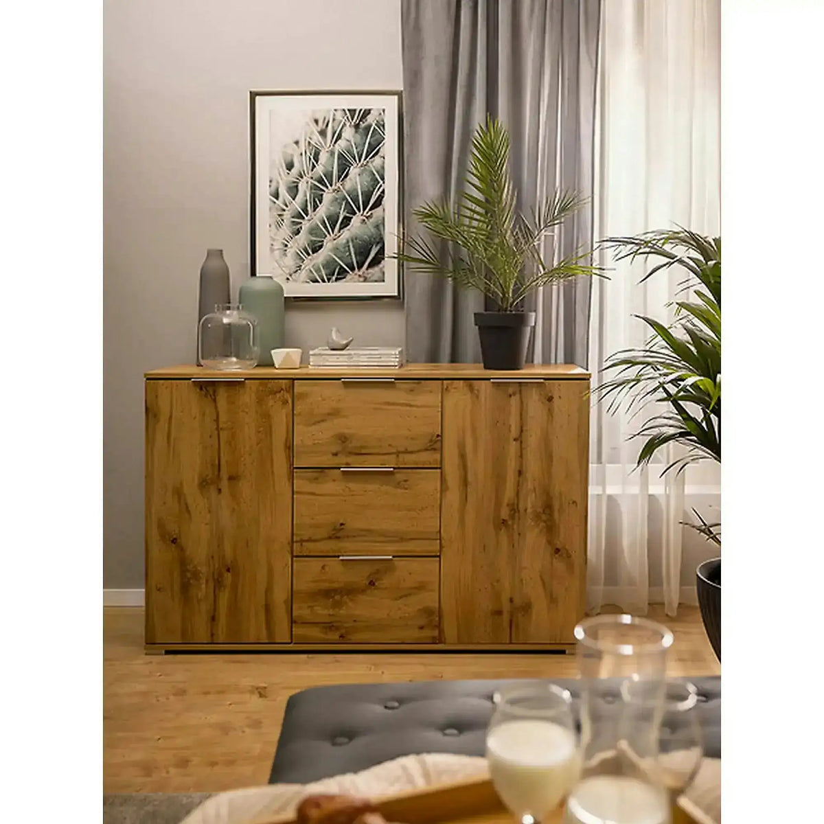 Comoda ZELE, stejar wotan, PAL laminat, 135x41x86 cm