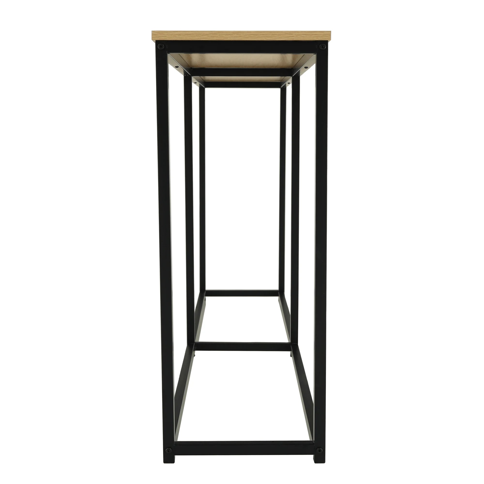 Consola BUSTA, stejar/negru, DTD infoliat/otel, 160x30x75 cm