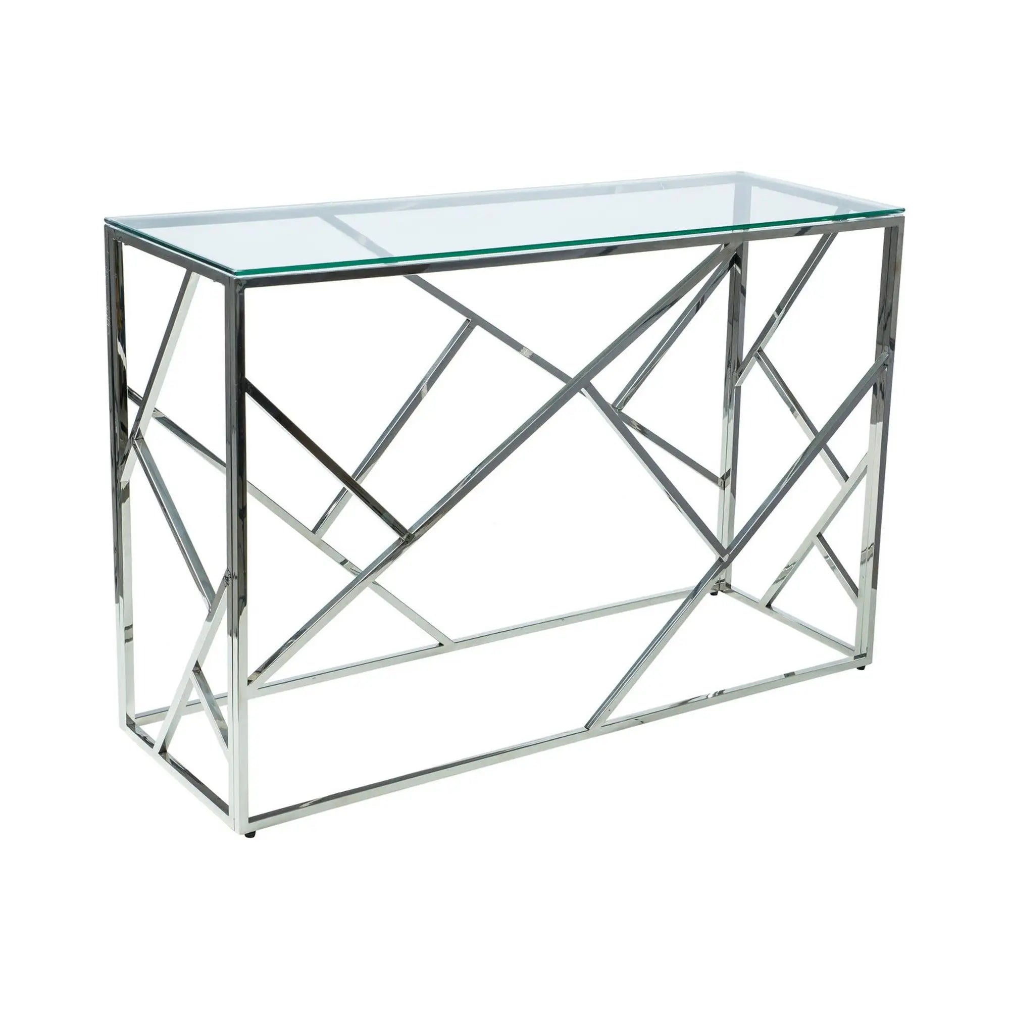 Consola ESCADA C, crom, sticla securizata/metal, 120x40x78 cm