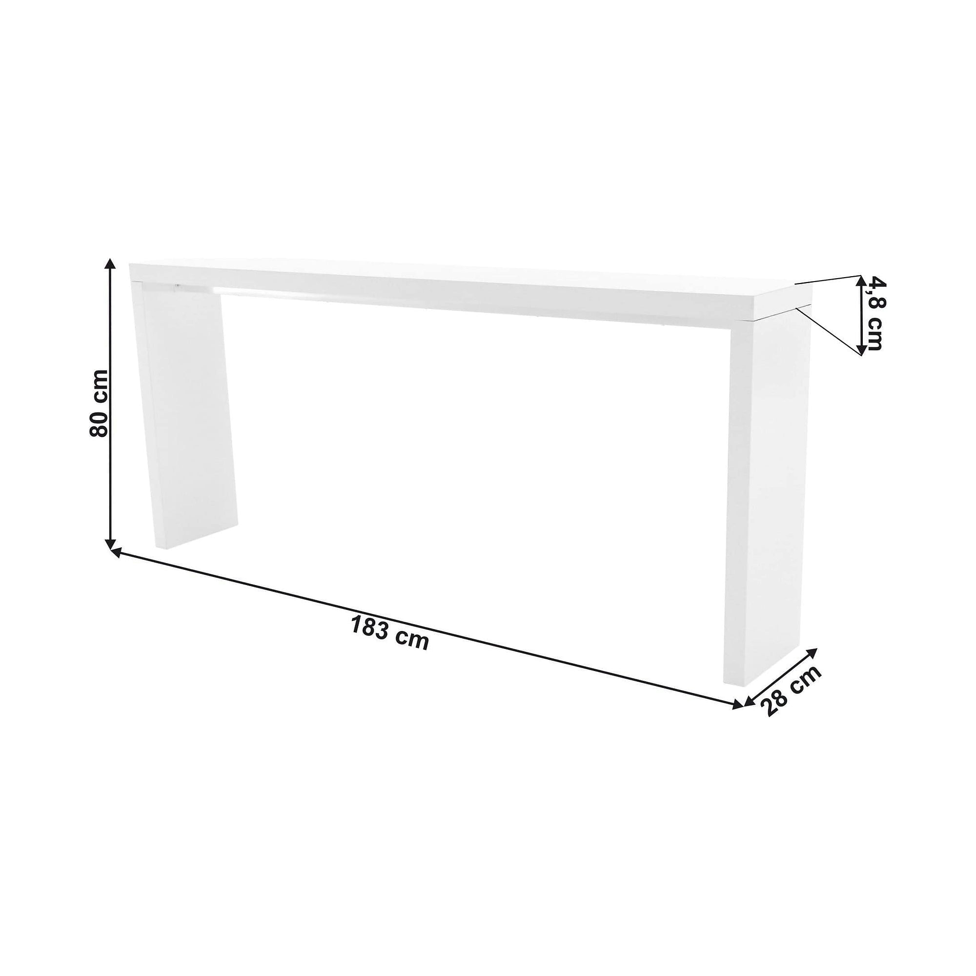Consola FITRON, alb, PAL laminat, 183x28x80 cm