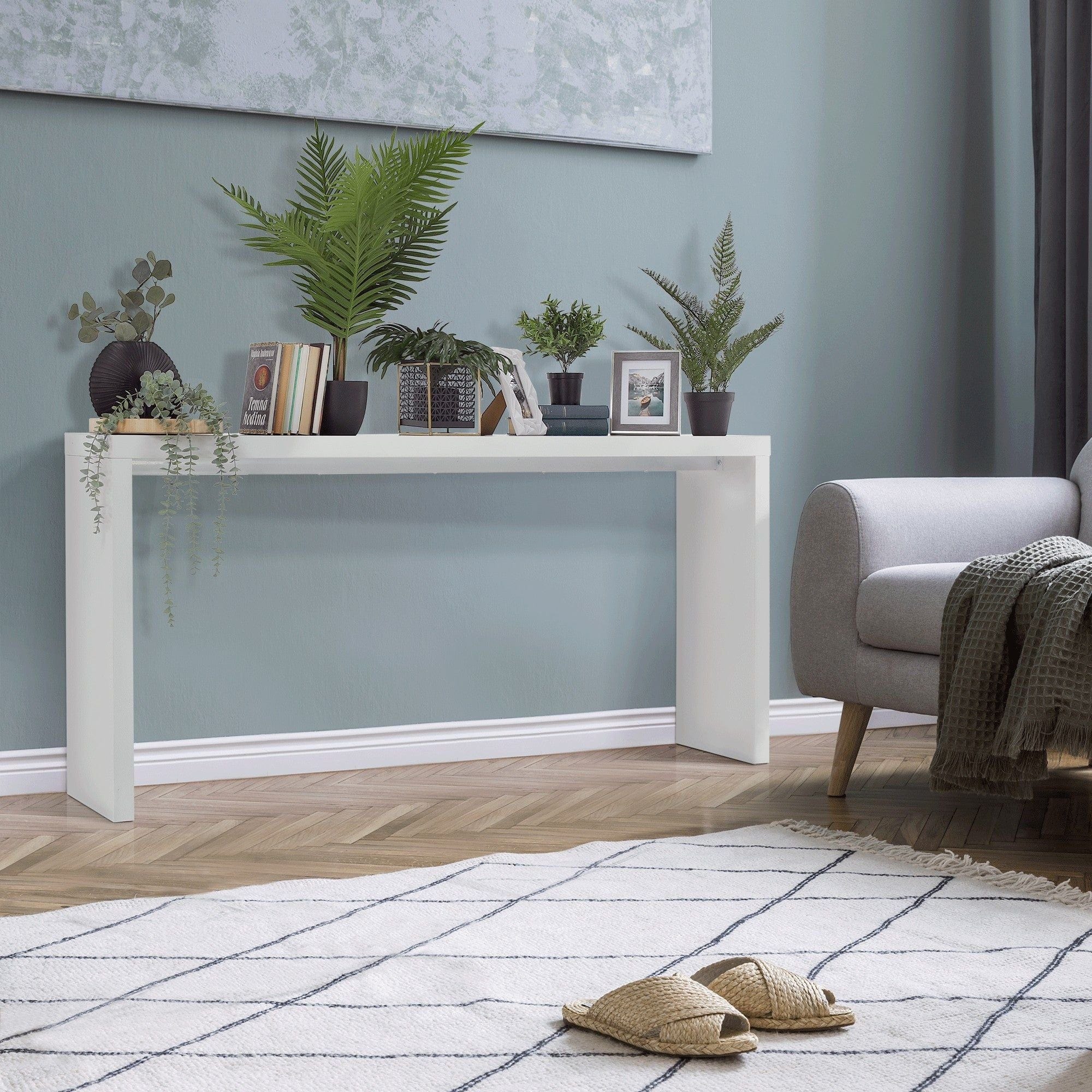 Consola FITRON, alb, PAL laminat, 183x28x80 cm