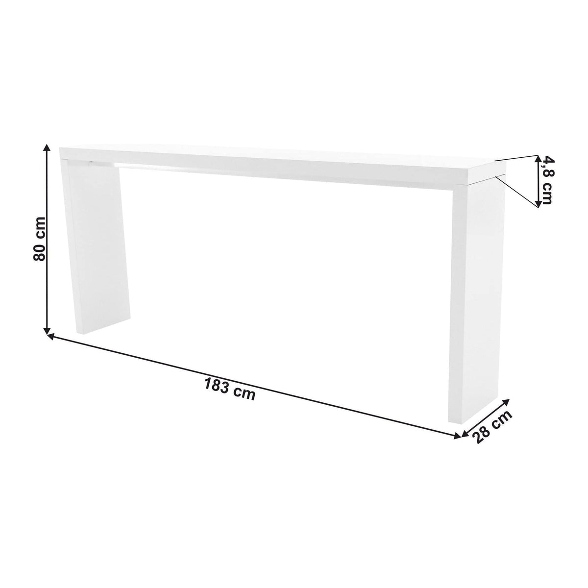 Consola FITRON, alb, PAL laminat, 183x28x80 cm
