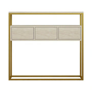 Consola GUARDA, bej cu efect de marmura/auriu, PAL melaminat, 100x29x90 cm