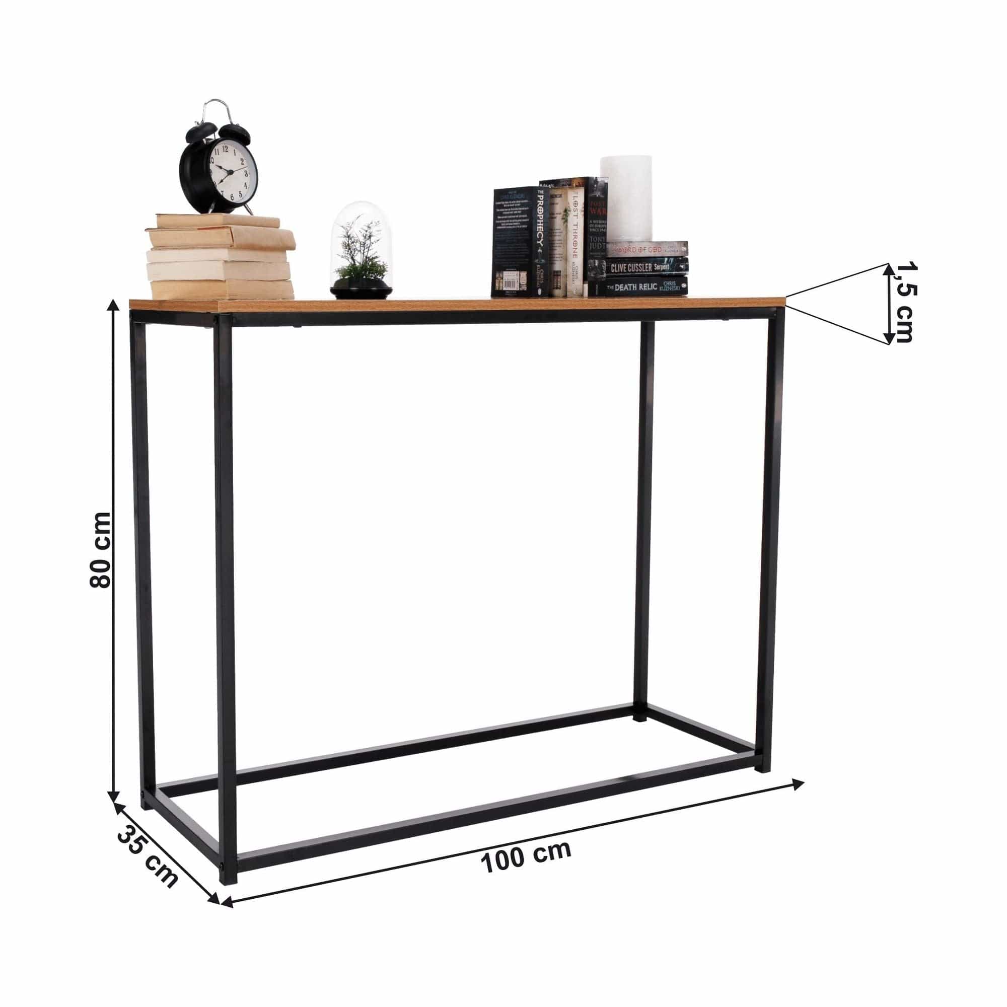 Consola KALISTO, stejar/negru, 100x35x80 cm