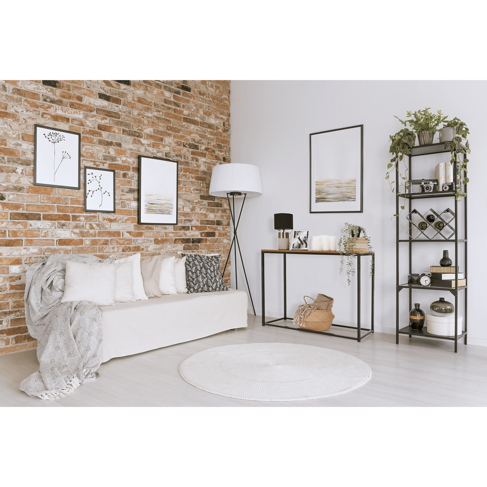 Consola KALISTO, stejar/negru, 100x35x80 cm