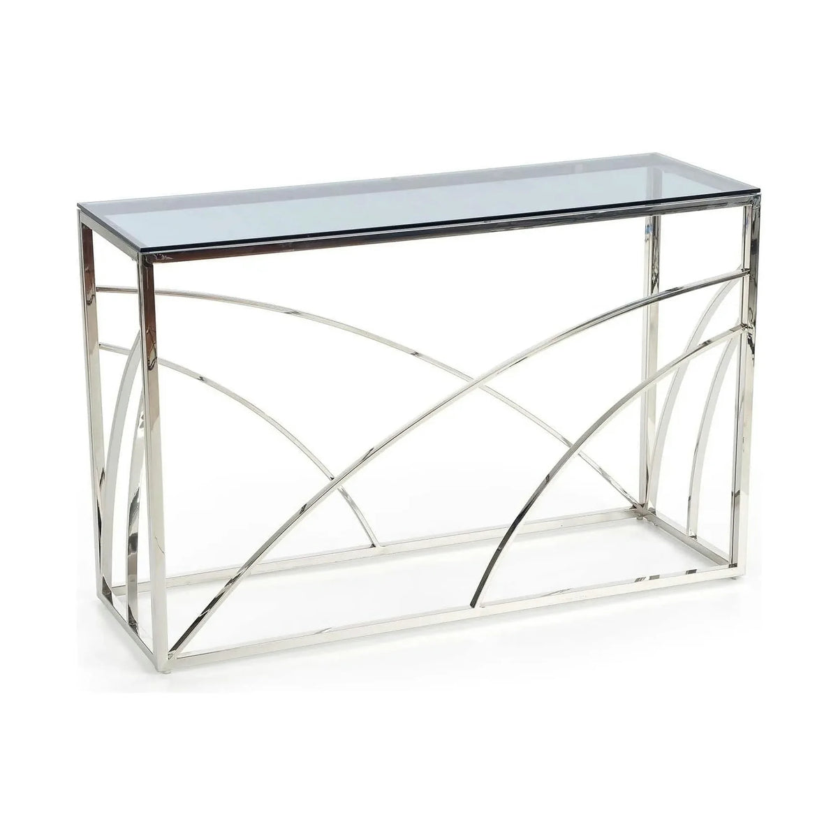 Consola KN5, negru fumuriu/crom, sticla securizata/otel, 120x40x78 cm