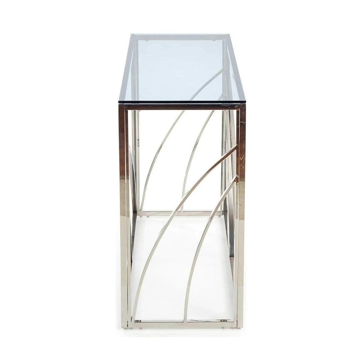 Consola KN5, negru fumuriu/crom, sticla securizata/otel, 120x40x78 cm
