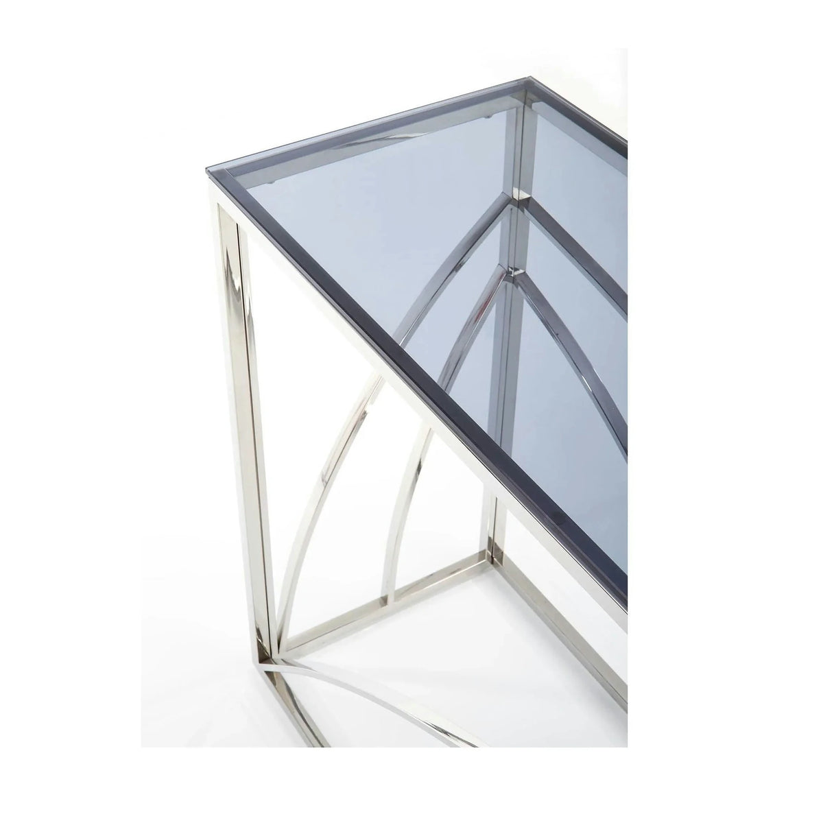 Consola KN5, negru fumuriu/crom, sticla securizata/otel, 120x40x78 cm