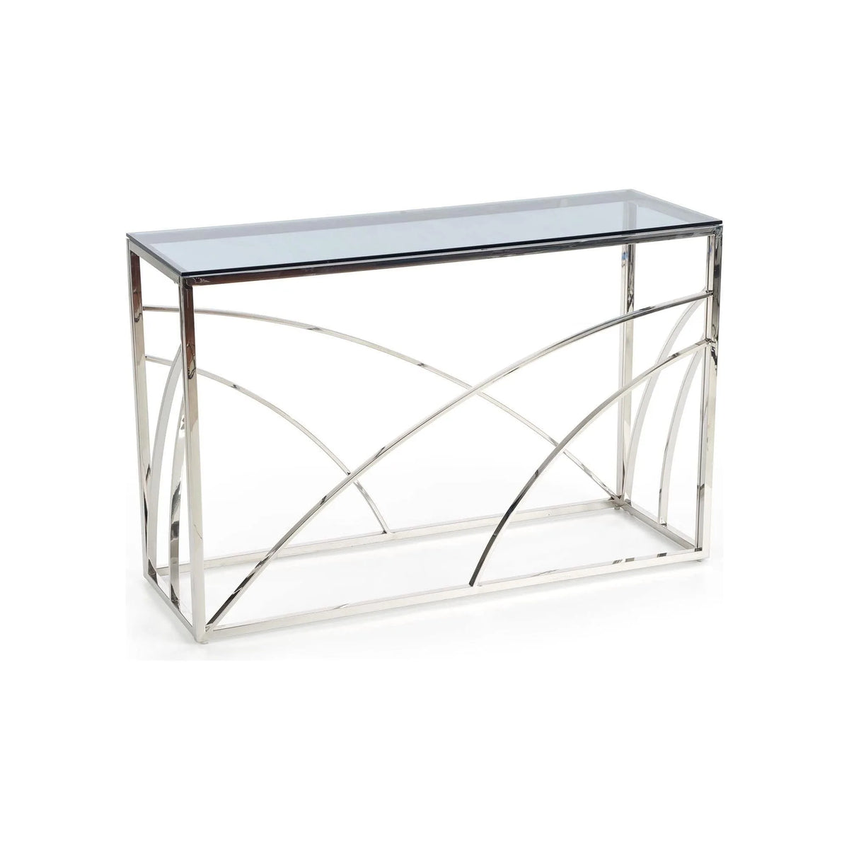 Consola KN5, negru fumuriu/crom, sticla securizata/otel, 120x40x78 cm