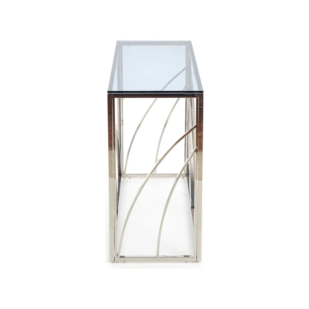 Consola KN5, negru fumuriu/crom, sticla securizata/otel, 120x40x78 cm