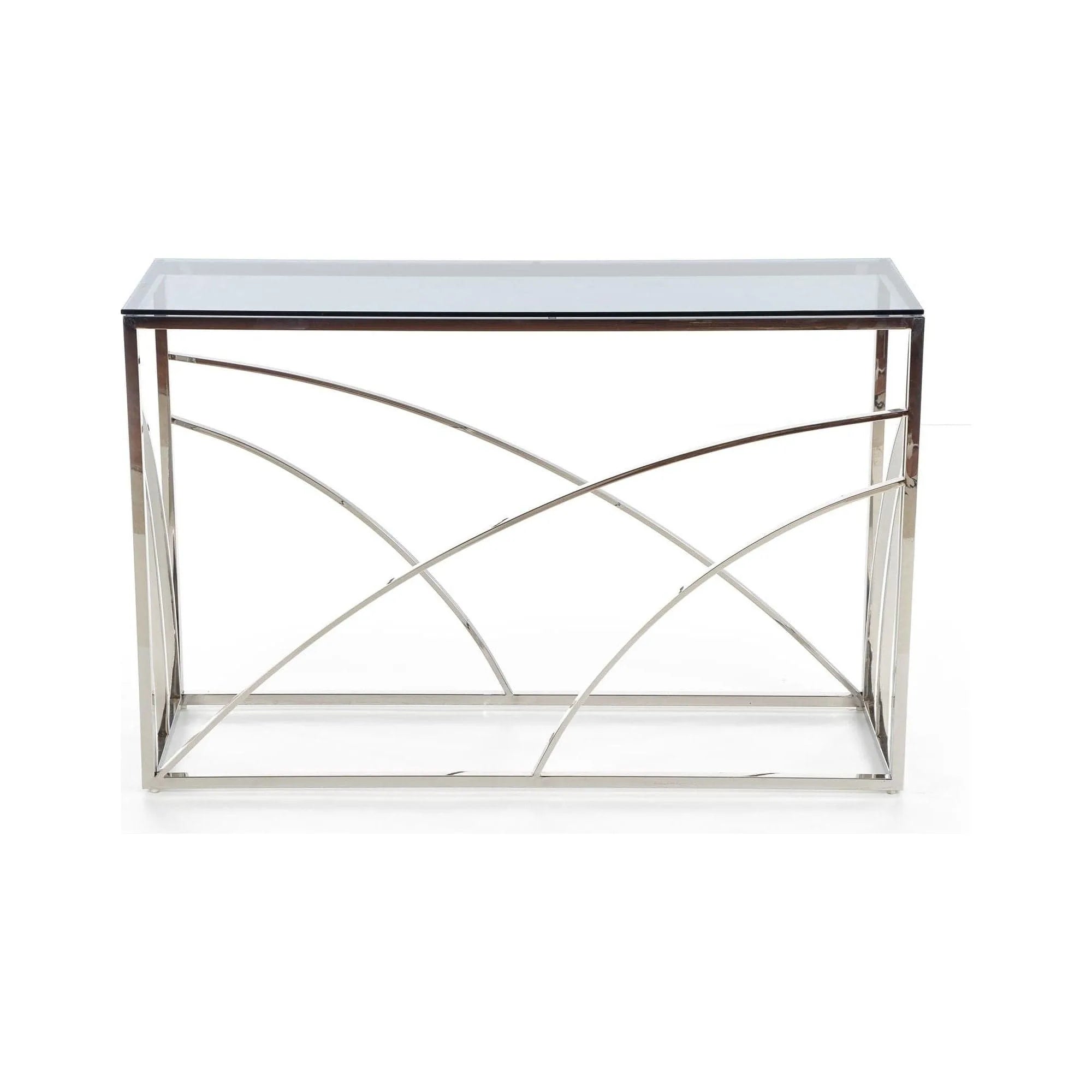 Consola KN5, negru fumuriu/crom, sticla securizata/otel, 120x40x78 cm