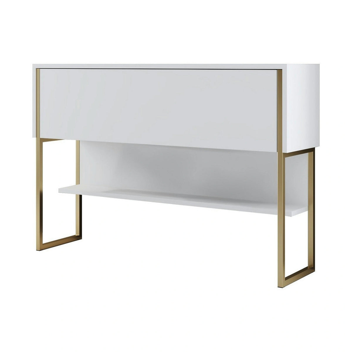Consola LUXE, alb/auriu, PAL melaminat/metal, 120x30x80 cm