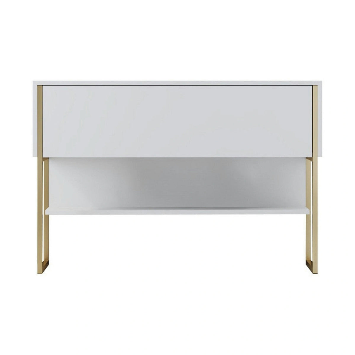 Consola LUXE, alb/auriu, PAL melaminat/metal, 120x30x80 cm