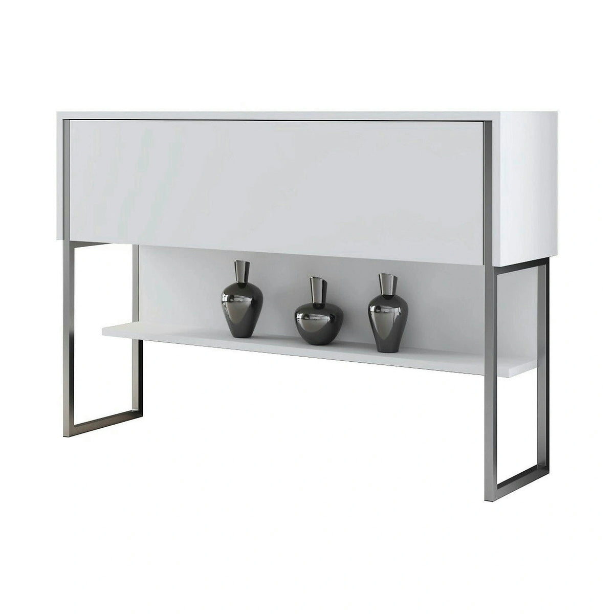 Consola LUXE, alb/crom, PAL melaminat/metal, 120x30x80 cm