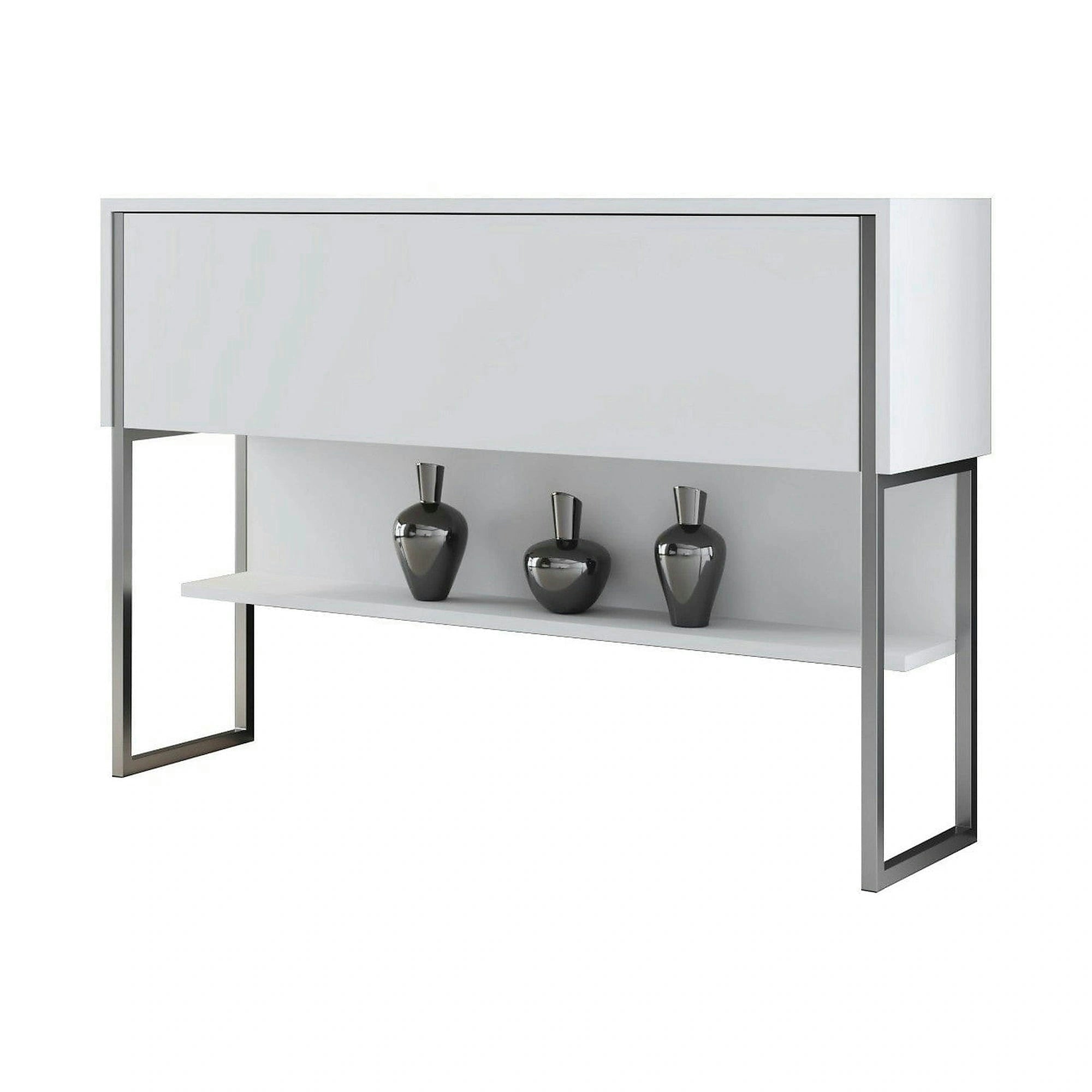 Consola LUXE, alb/crom, PAL melaminat/metal, 120x30x80 cm
