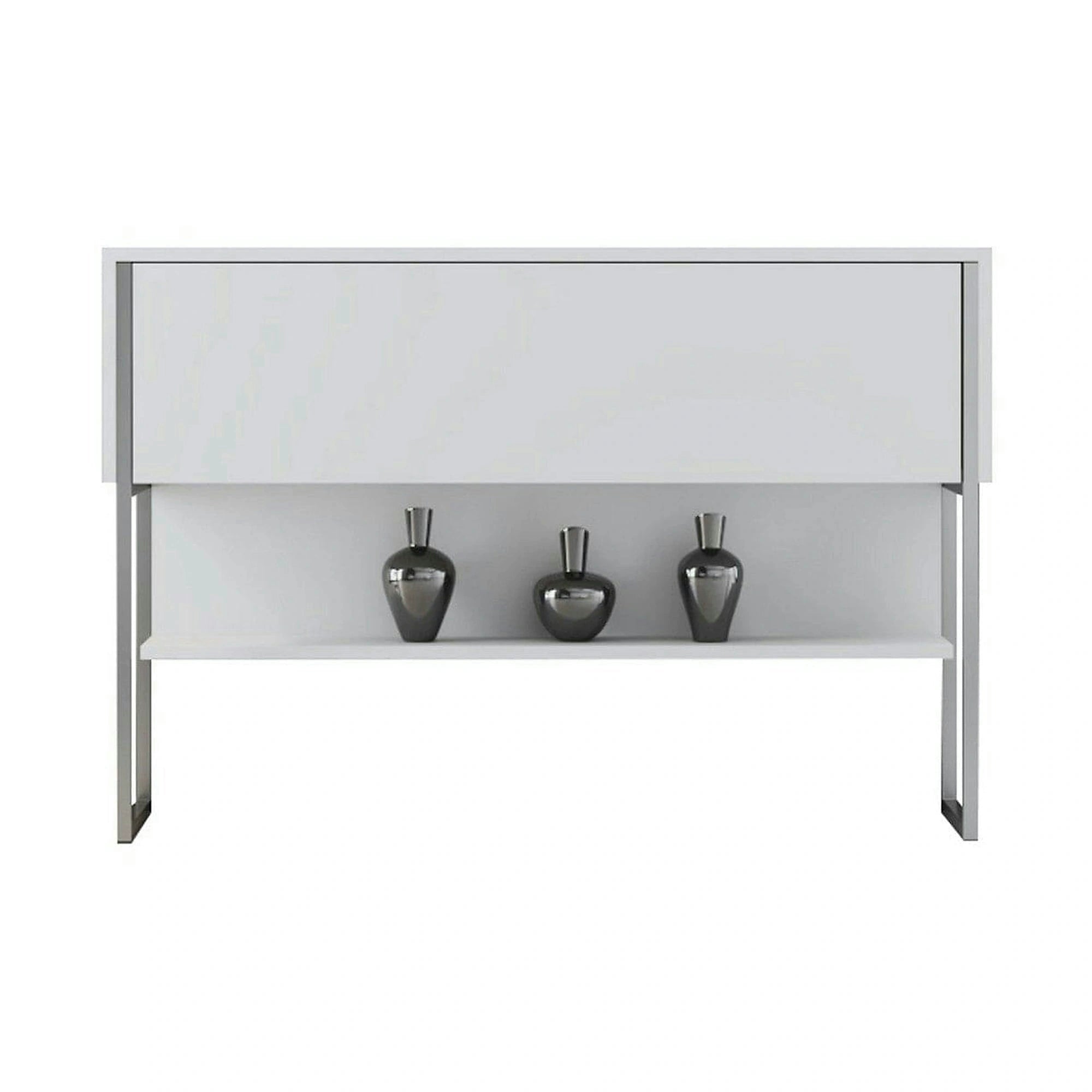 Consola LUXE, alb/crom, PAL melaminat/metal, 120x30x80 cm