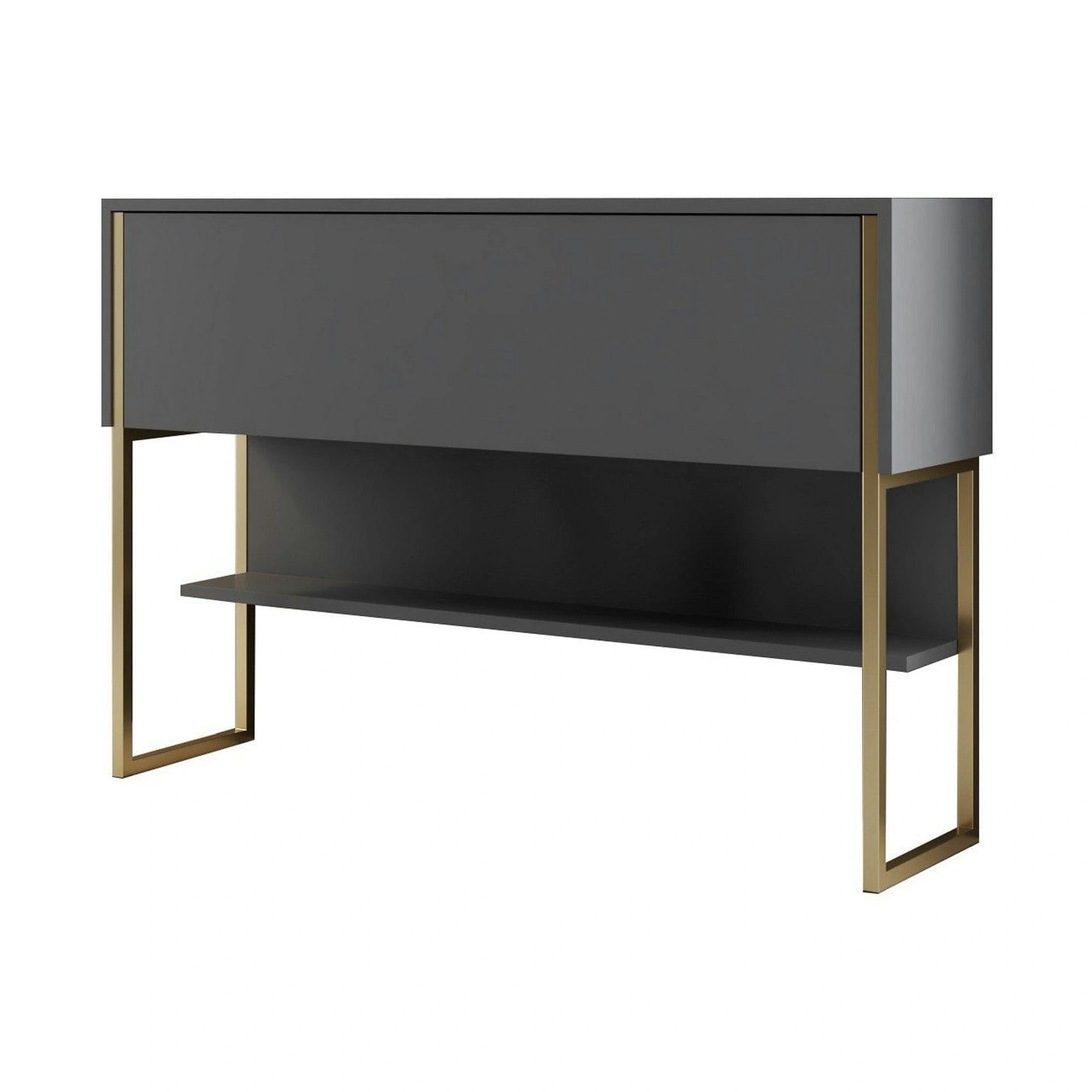 Consola LUXE, gri antracit/auriu, PAL melaminat/metal, 120x30x80 cm