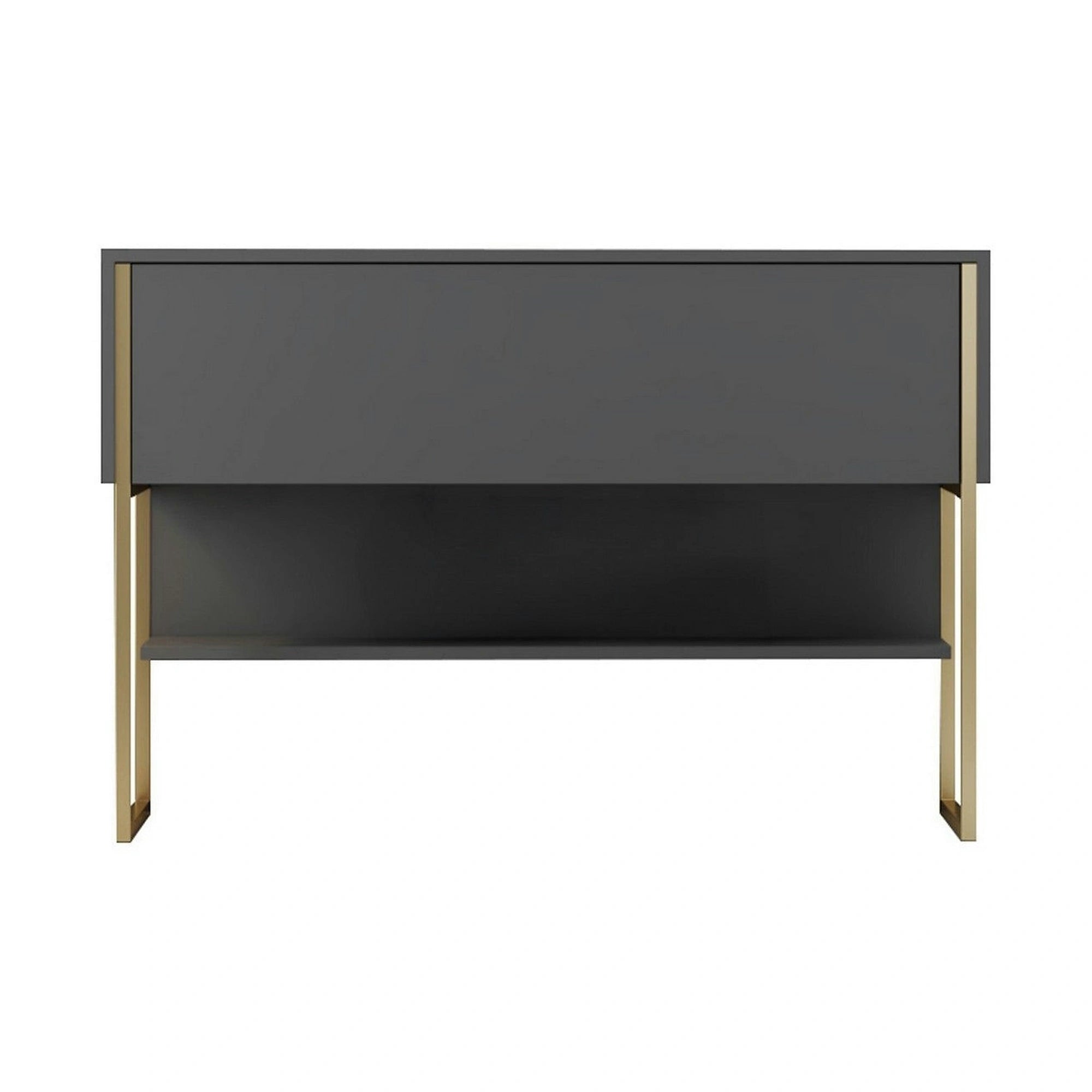 Consola LUXE, gri antracit/auriu, PAL melaminat/metal, 120x30x80 cm