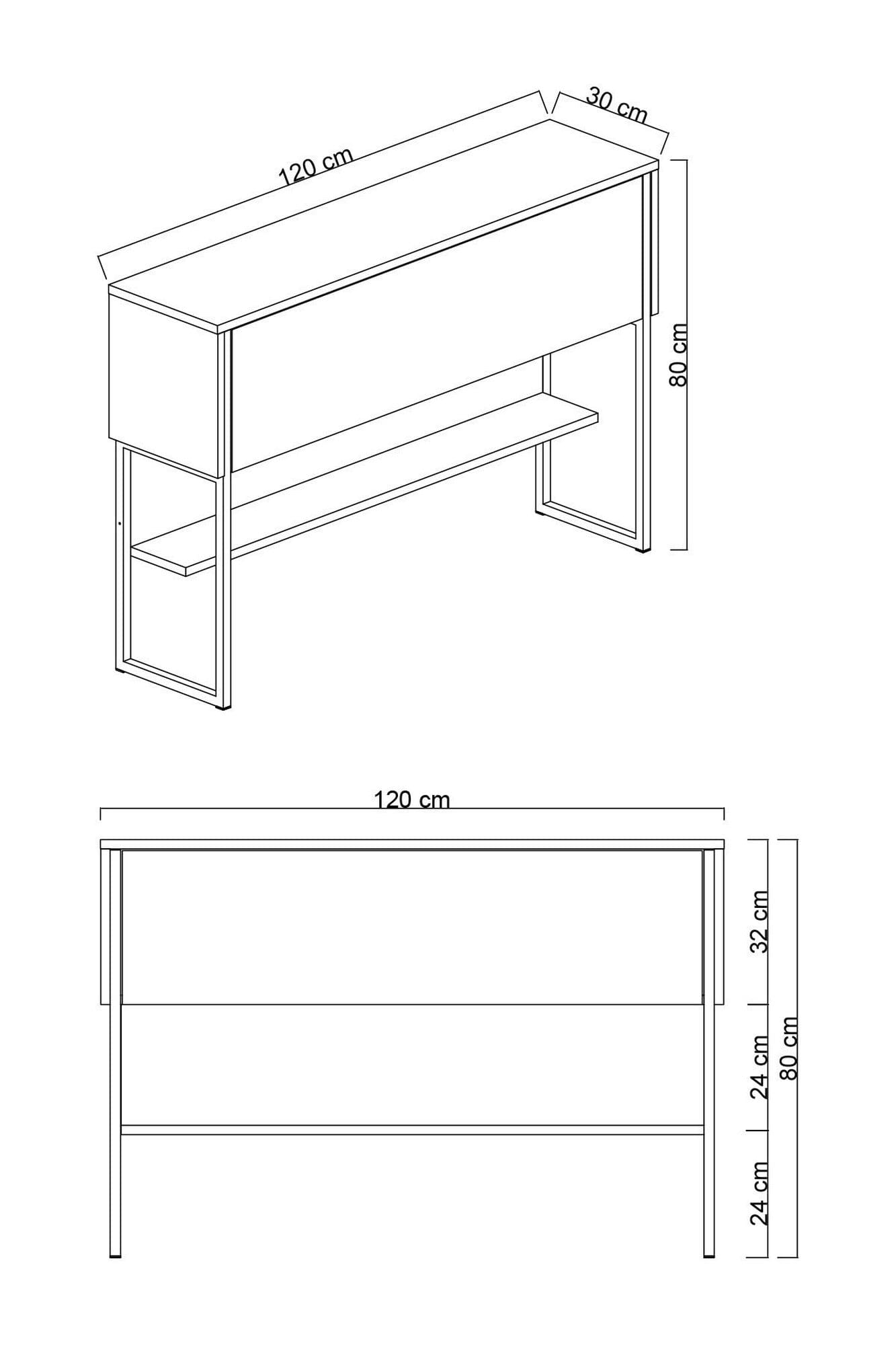 Consola LUXE, gri antracit/crom, PAL melamimat/metal, 120x30x80 cm