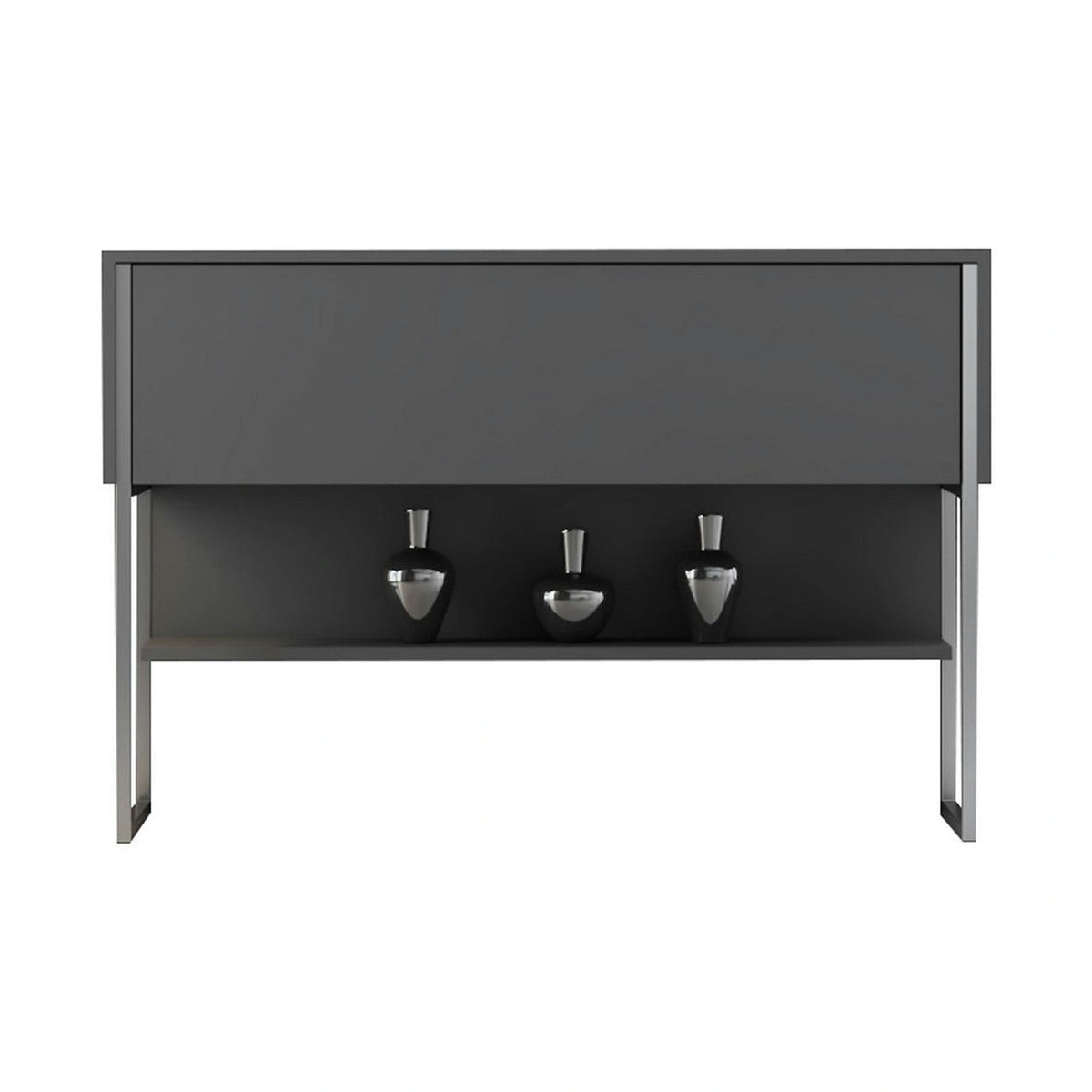 Consola LUXE, gri antracit/crom, PAL melamimat/metal, 120x30x80 cm