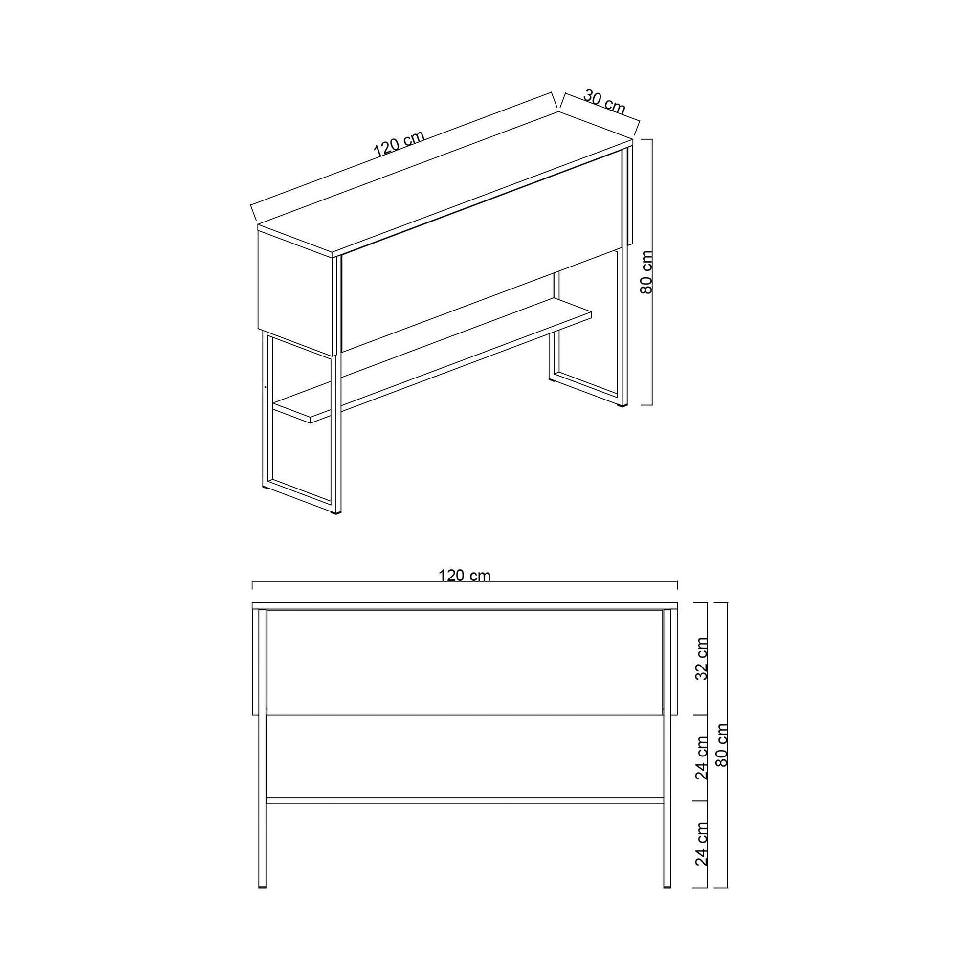 Consola LUXE, gri antracit/crom, PAL melamimat/metal, 120x30x80 cm