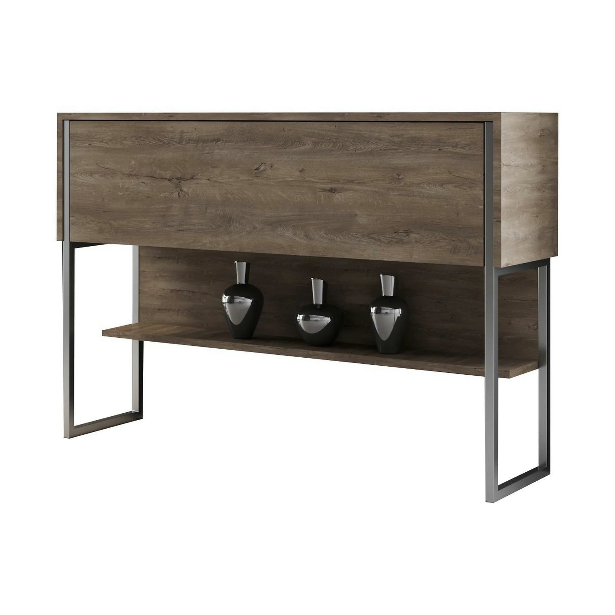 Consola LUXE, stejar canyon/crom, PAL melaminat/metal, 120x30x80 cm