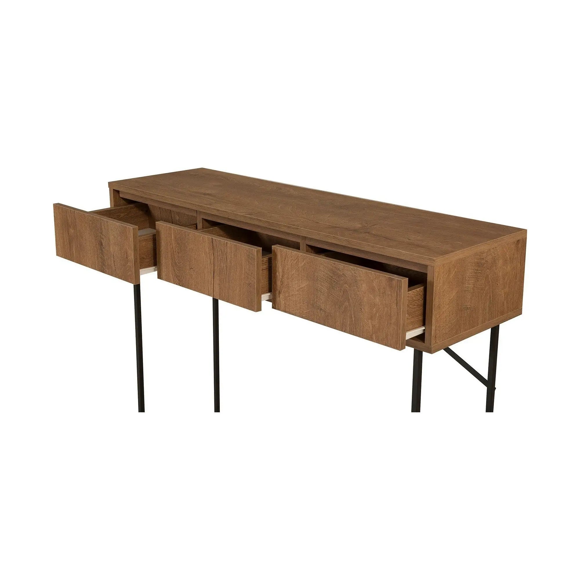 Consola MIA, nuc/negru, PAL melaminat/metal, 120x36x90 cm