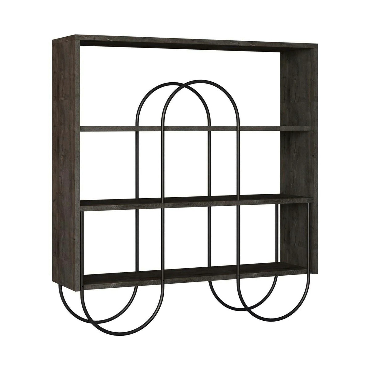 Consola NORFOLK, nuc inchis/negru, PAL melaminat/metal, 96x26x99 cm