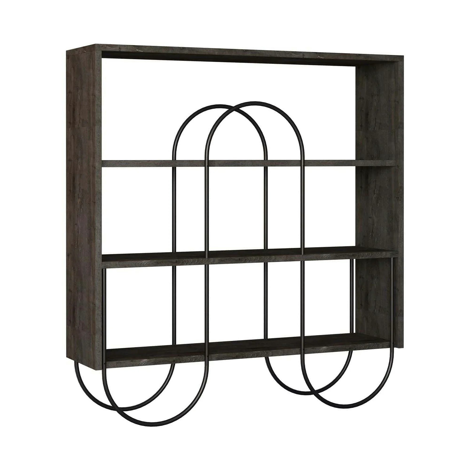 Consola NORFOLK, nuc inchis/negru, PAL melaminat/metal, 96x26x99 cm