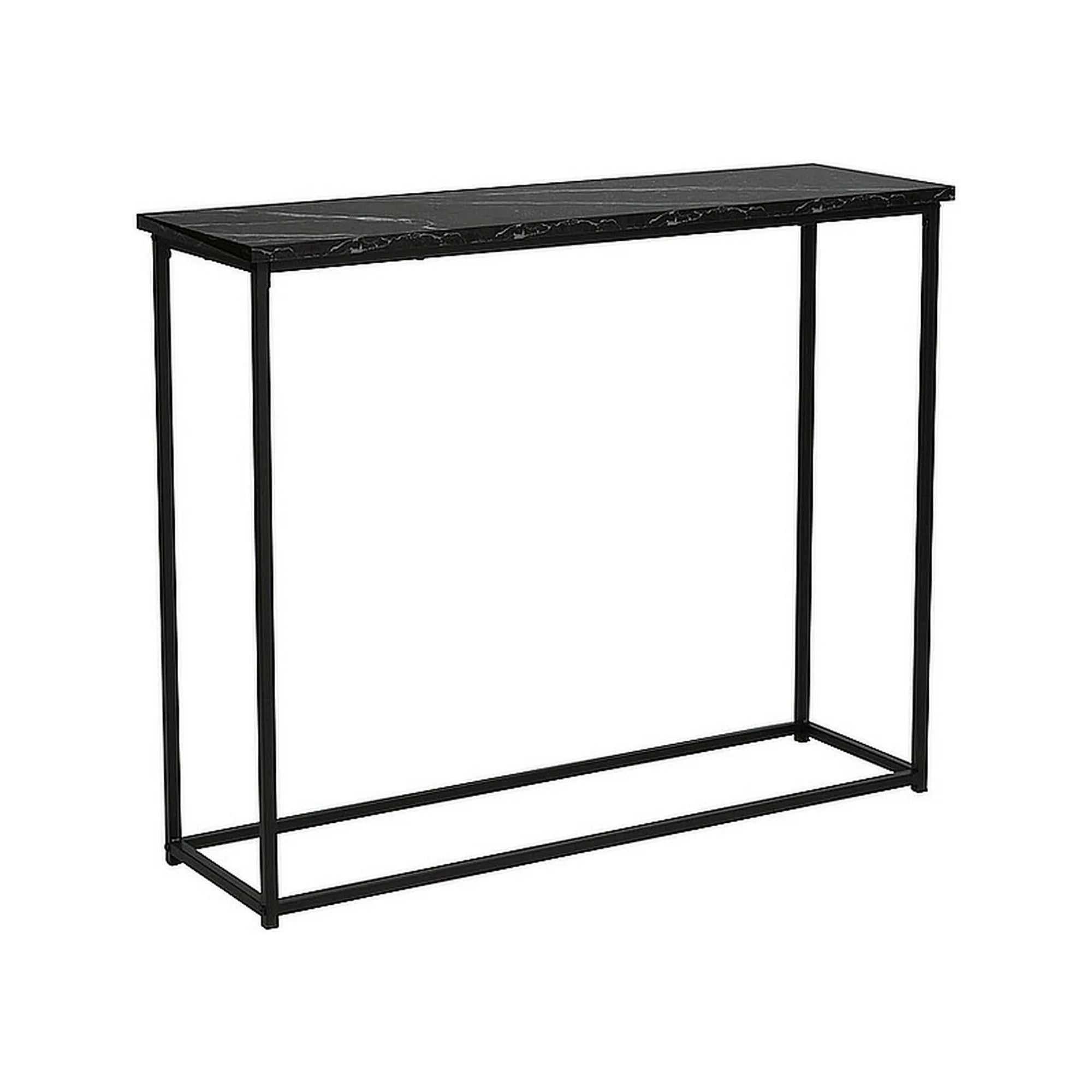 Consola ROSSI C, negru cu efect de marmura/negru, PAL laminat/metal, 100x30x80 cm