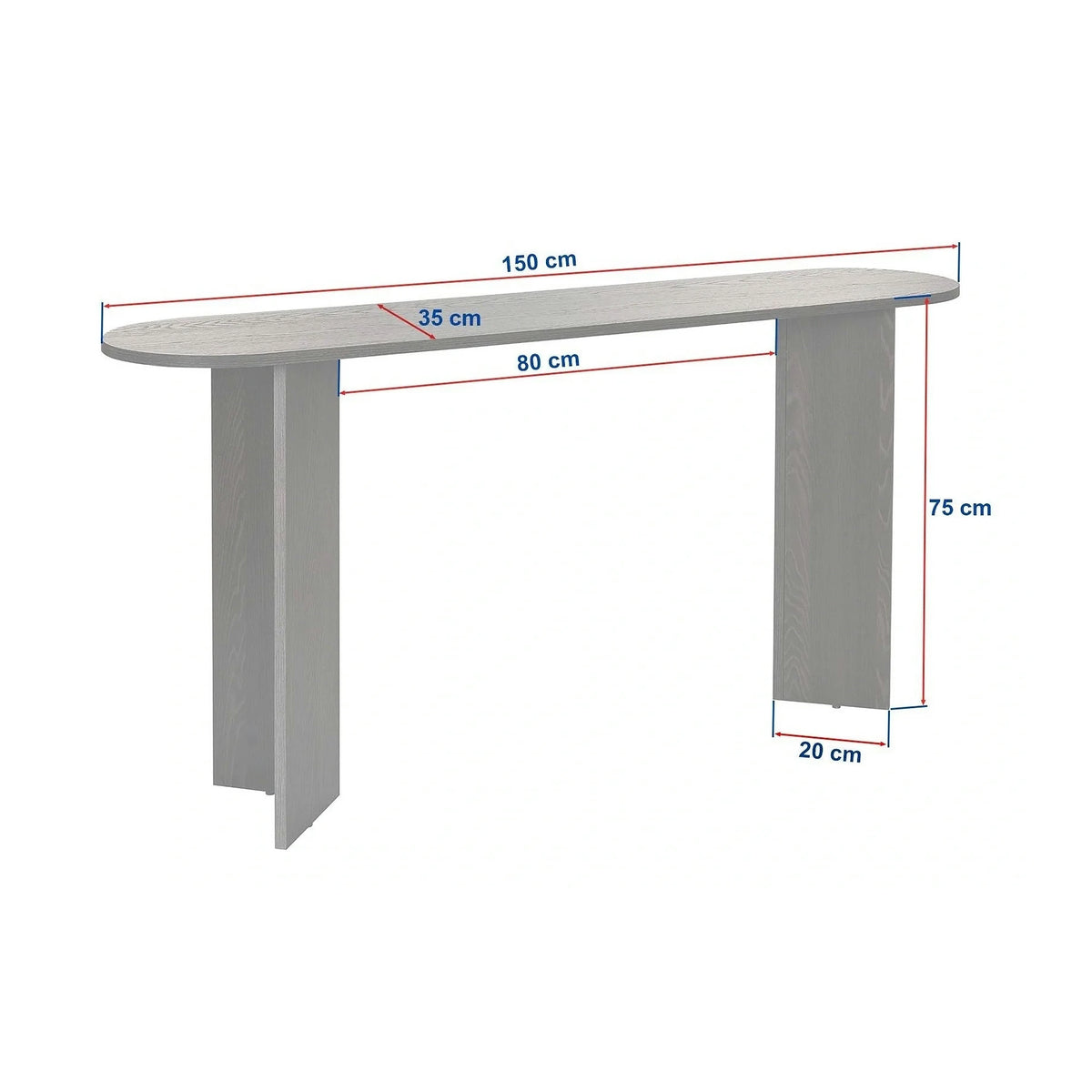 Consola SIRA, negru, PAL, 150x35x75 cm