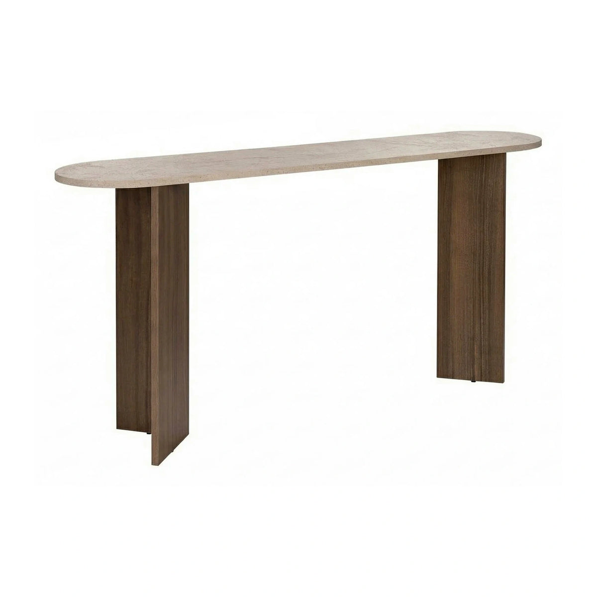 Consola SIRA, travertin/nuc, PAL melaminat, 150x35x75 cm