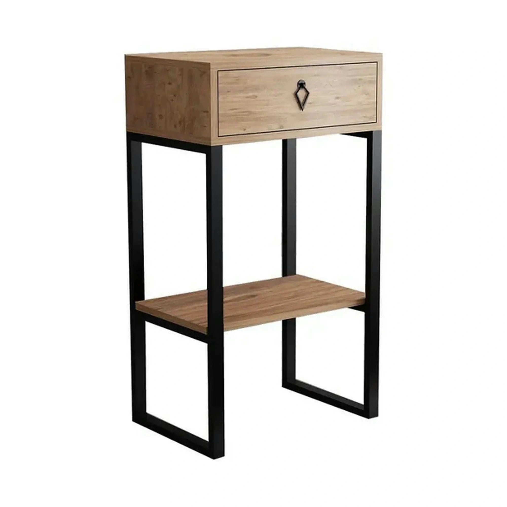 Consola VALANTI, stejar/negru, PAL melaminat, 50x35x90 cm