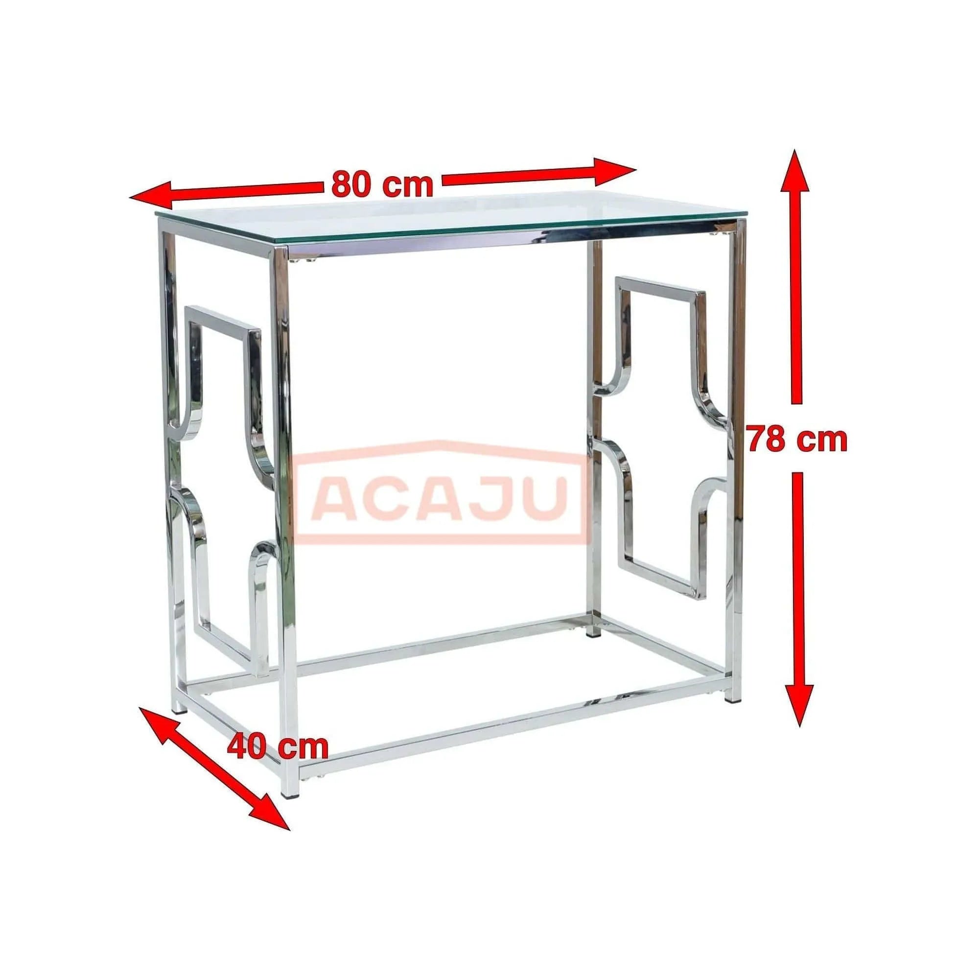 Consola VERSACE C, crom, sticla securizata/otel, 80x40x78 cm