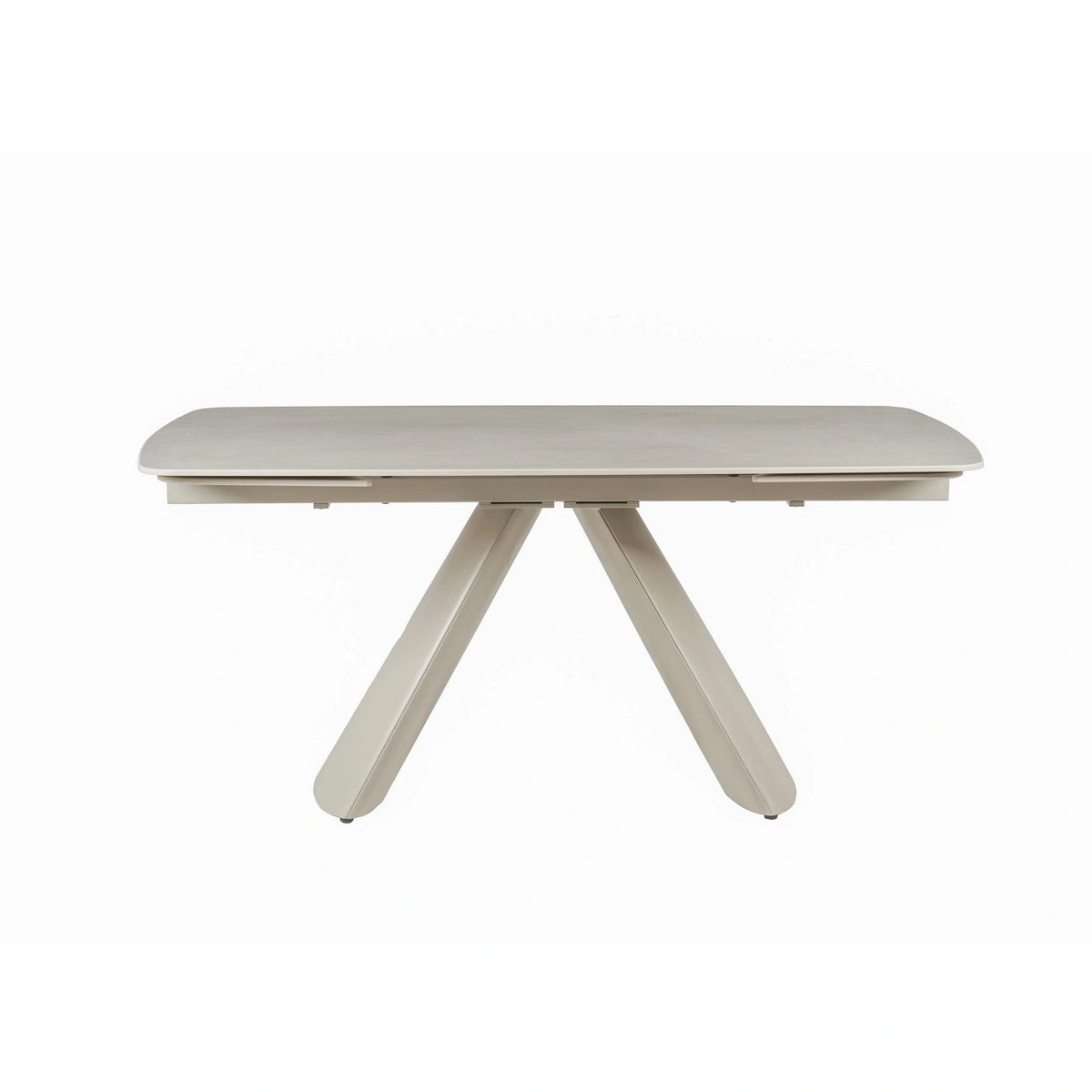 Masa extensibila CORVUS, bej cu efect de piatra travertin, ceramica/metal, 165/240x90x76 cm