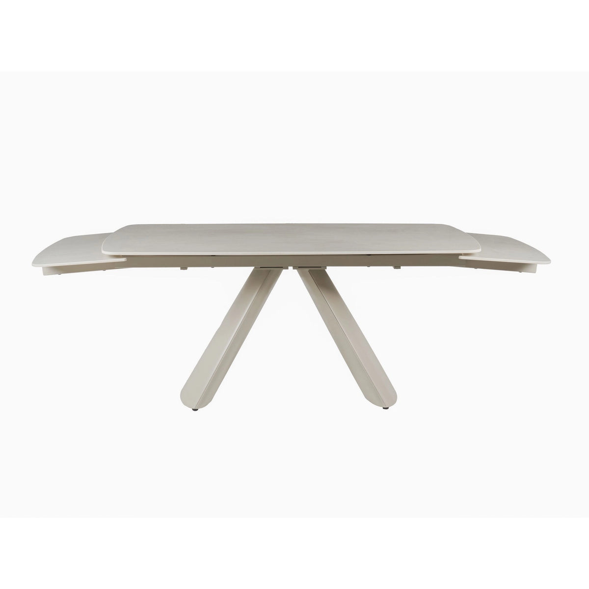 Masa extensibila CORVUS, bej cu efect de piatra travertin, ceramica/metal, 165/240x90x76 cm