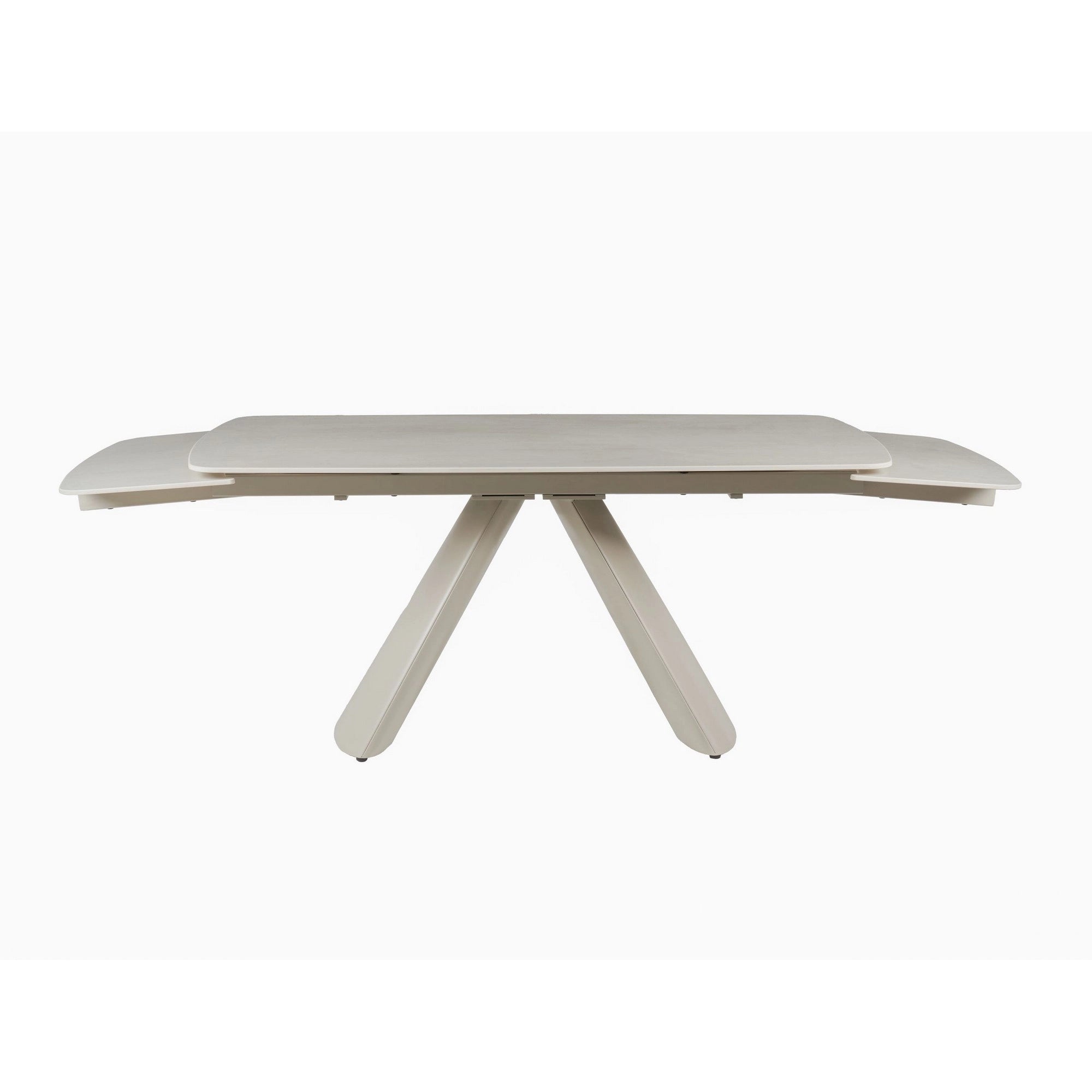 Masa extensibila CORVUS, bej cu efect de piatra travertin, ceramica/metal, 165/240x90x76 cm