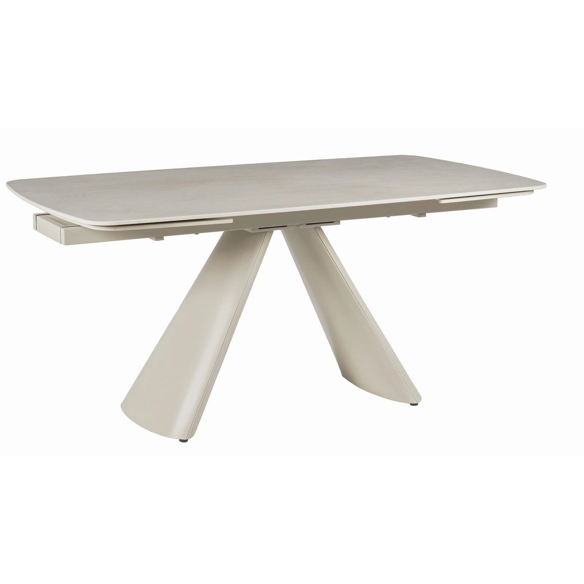 Masa extensibila CORVUS, bej cu efect de piatra travertin, ceramica/metal, 165/240x90x76 cm