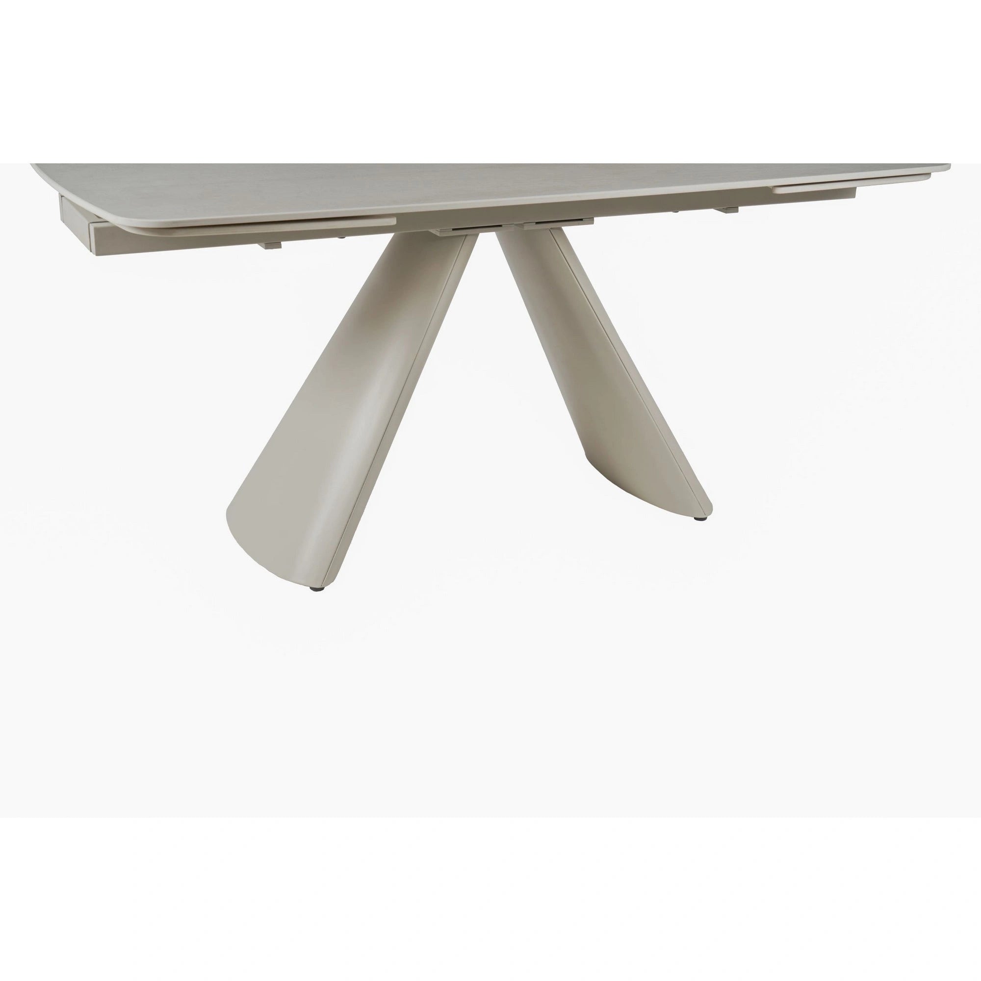 Masa extensibila CORVUS, bej cu efect de piatra travertin, ceramica/metal, 165/240x90x76 cm