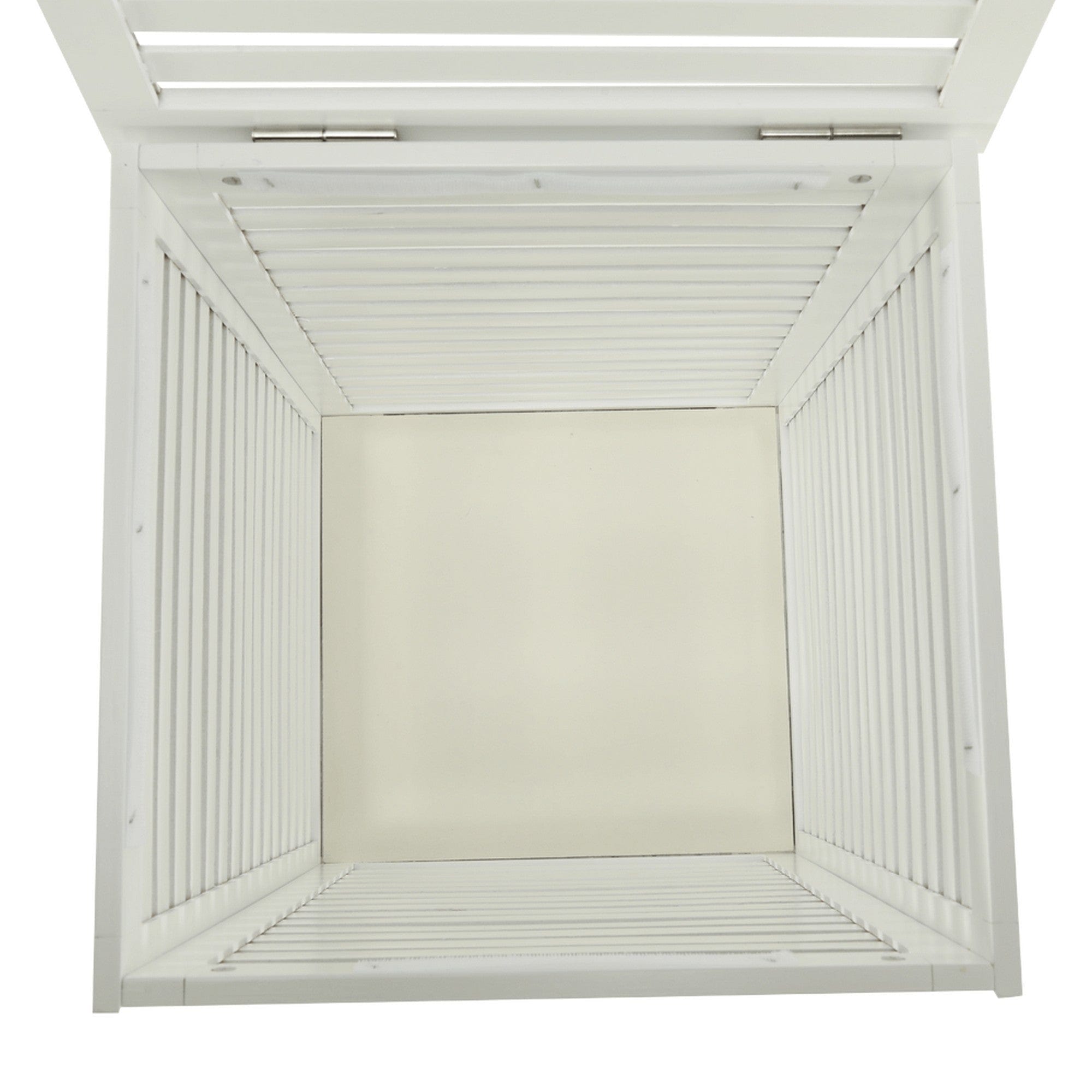 Cos de rufe BASKET, alb, bambus/material textil, 40x40x58 cm