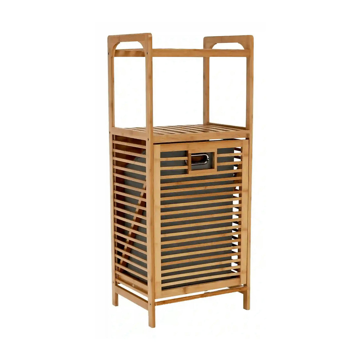 Cos de rufe KERI NEW, stejar auriu, bambus/material textil, 40x30x95 cm
